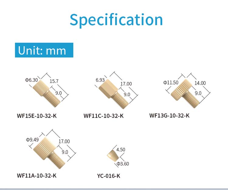 Specification of PEEK Hand Tighten Flangeless Fitting-Two-piece Set