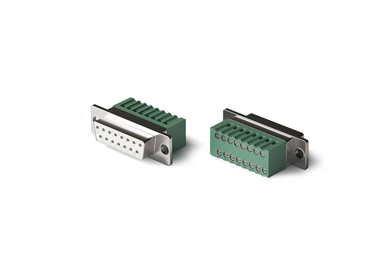 Gold-plated DB15 female contacts and screw terminal side